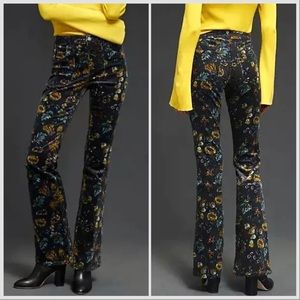 Anthropologie Flare Corduroy Jeans Pilcro Icon Retro Floral Pants Sz 30